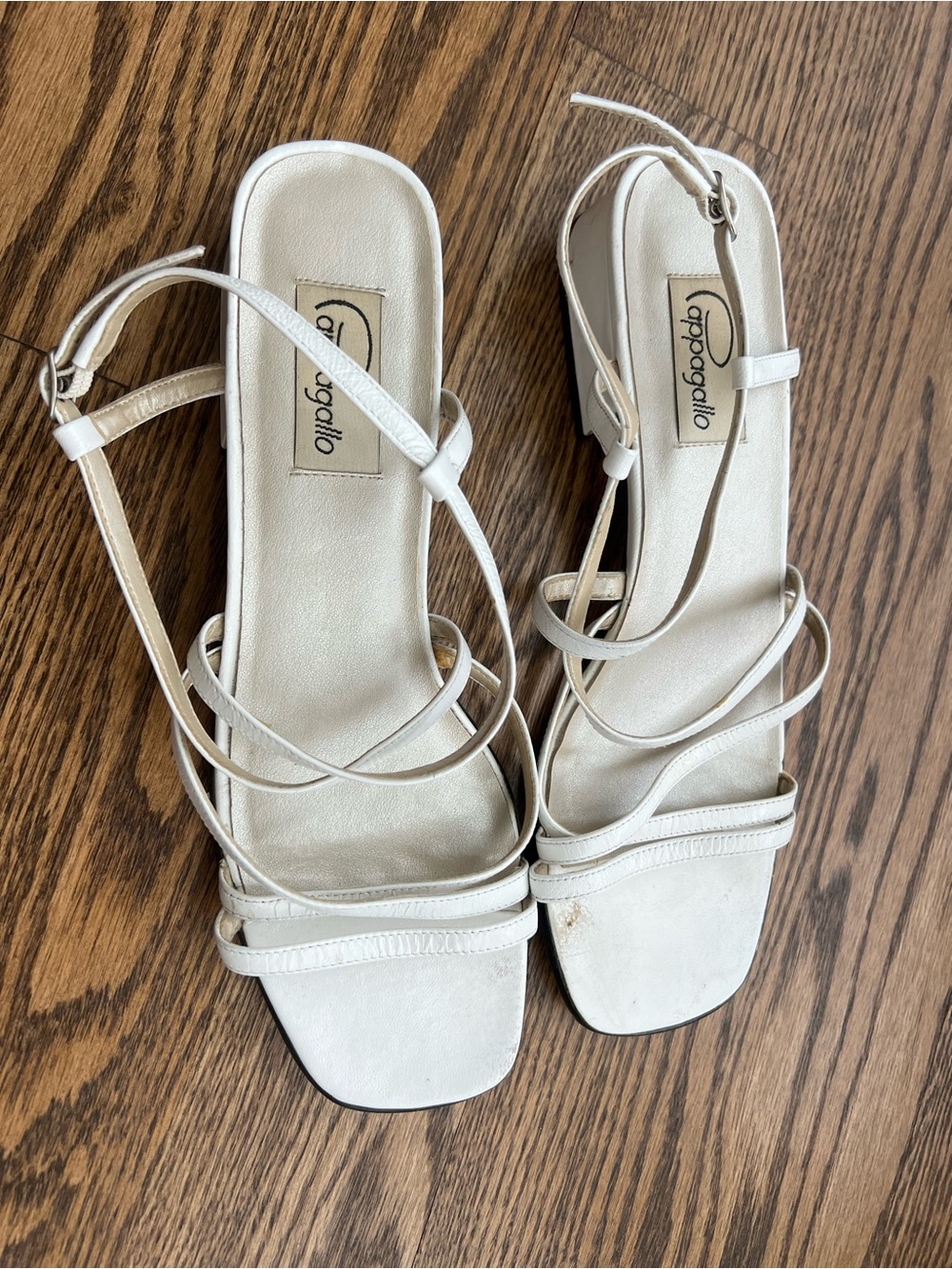 Pappagallo Ivory Strappy Square-Toe Heeled Sandals